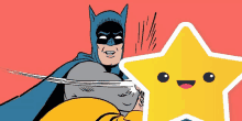 a cartoon of batman holding a star with a face