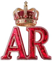 a red letter a and r with a crown on top