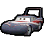 a pixel art drawing of a car with a face on a white background .