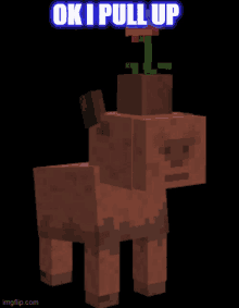 a minecraft sheep with a flower on its head and the words ok i pull up above it