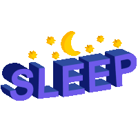 the word sleep with a crescent moon and stars surrounding it