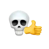 a skull is giving a thumbs up sign