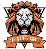 a logo of a lion with the words abi gamer geniet below it