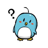 a cartoon penguin with a question mark above it