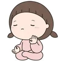 a cartoon girl is sitting in a lotus position with her eyes closed and giving the ok sign