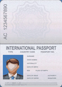 an international passport has a picture of a man on the front