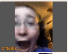 omegle.com shows a girl with her mouth wide open