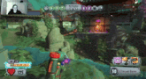 a screenshot of a video game shows a character with a purple weapon