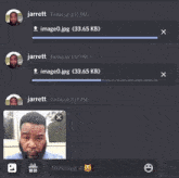 a screenshot of a conversation between jarrett and another person