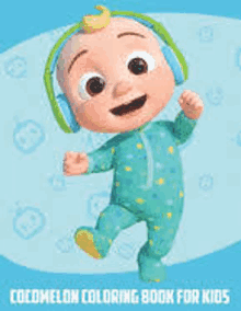 cocomelon coloring book for kids with a baby wearing headphones