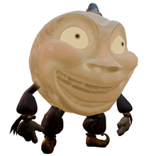 a cartoon character with a big face and a hat on