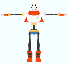 a 3d model of papyrus from undertale with a red scarf around his neck