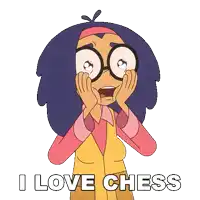 a cartoon character says i love chess