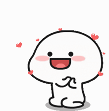 a cartoon character with hearts around him and a big smile on his face