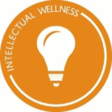 an orange circle with a light bulb in it and the words `` intellectual wellness '' around it .