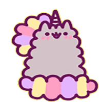 a cartoon drawing of a cat with a unicorn horn on its head