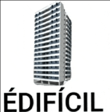 a logo for edificil with a tall building in the center