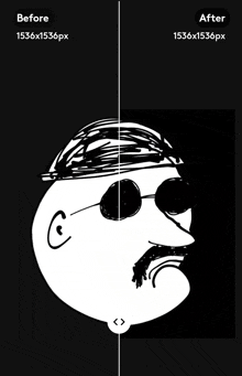 a black and white drawing of a man wearing sunglasses and a bandana