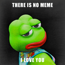 a picture of a frog with the words " there is no meme i love you " on it