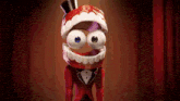 a cartoon character is wearing a tuxedo and a top hat .
