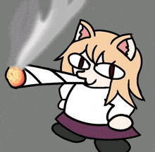 a cartoon cat is smoking a cigarette with smoke coming out of it