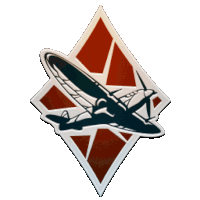 a sticker of a plane on a red and white diamond