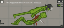 a screenshot of a video game with the words " this happens to those friends who betray us "