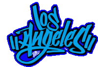 a blue and black logo that says los angeles on it