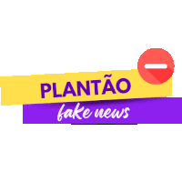 a yellow and purple sign that says plantao fake news on it