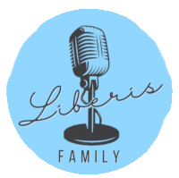 a blue circle with a microphone and the words " liberis family "