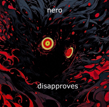 a black and red painting with the word nero on the bottom