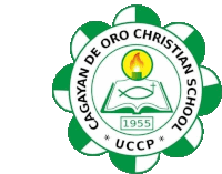 a green and white logo for the cagayan de oro christian school