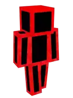 a red and black block with a white background is a minecraft character