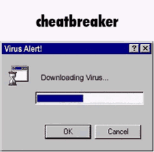 a computer screen shows a virus alert and a downloading virus