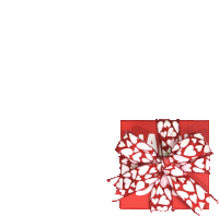 a red gift box with a white bow and hearts on it