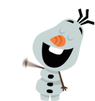 a cartoon drawing of olaf from frozen with his eyes closed