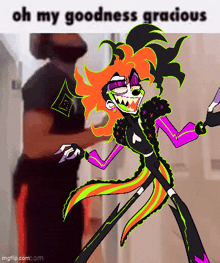 a picture of a cartoon character with the words oh my goodness gracious