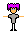 a pixel art drawing of a man with purple hair and a crown on his head .