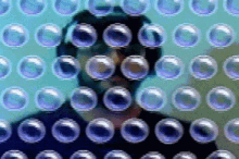 a man is surrounded by bubble wrap circles