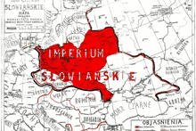 a map showing the boundaries of the imperium written in red