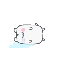 a cartoon drawing of a polar bear crying with tears running down its face