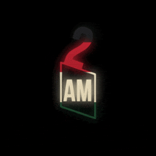 a neon sign that says ' am ' on it