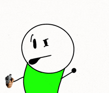 a cartoon character is holding a gun and has the letter i in his mouth