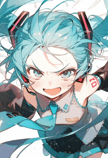 hatsune miku has the number 10 on her shoulder