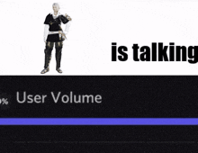 a picture of a man standing next to a user volume slider