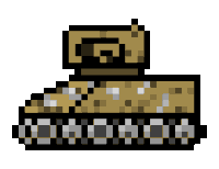 a pixel art drawing of a tank with a swirl on top