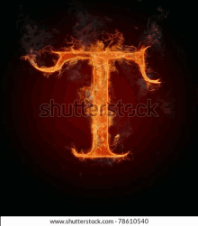 the letter t is made of flames and smoke on a black background