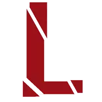 a red letter l with a white diagonal line