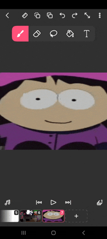 a screenshot of a south park character being edited