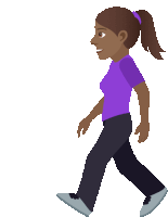 a cartoon of a woman walking with a ponytail